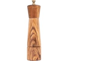 DeroTeno Salt Mill, Salt Grinder with Adjustable Ceramic Grinding Core, Acacia Wood, 22 cm / 8 inch Height, Bottom Dia: 5.5 c