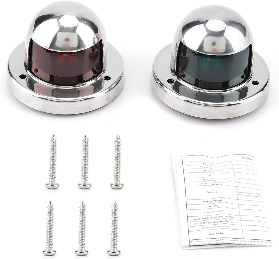 Marine Light Navigation LED Light, 1 Pair 12V Marine Boat Navigation Red and Green LED Sailing Light for Pontoon Boat, Yacht, Kayak, Air Boats