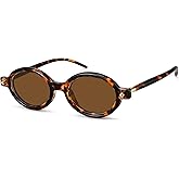 Fozono Retro Oval Sunglasses for Women,Trendy Small Narrow Vintage Round Shades UV400