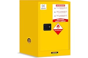 PXVWA 4 Gal Flammable Safety Cabinet, 18"x 18"x 23.23" Flammable Liquid Storage Cabinet with 1 Adjustable Shelves 1 Manual Doors for Industrial Use, Yellow