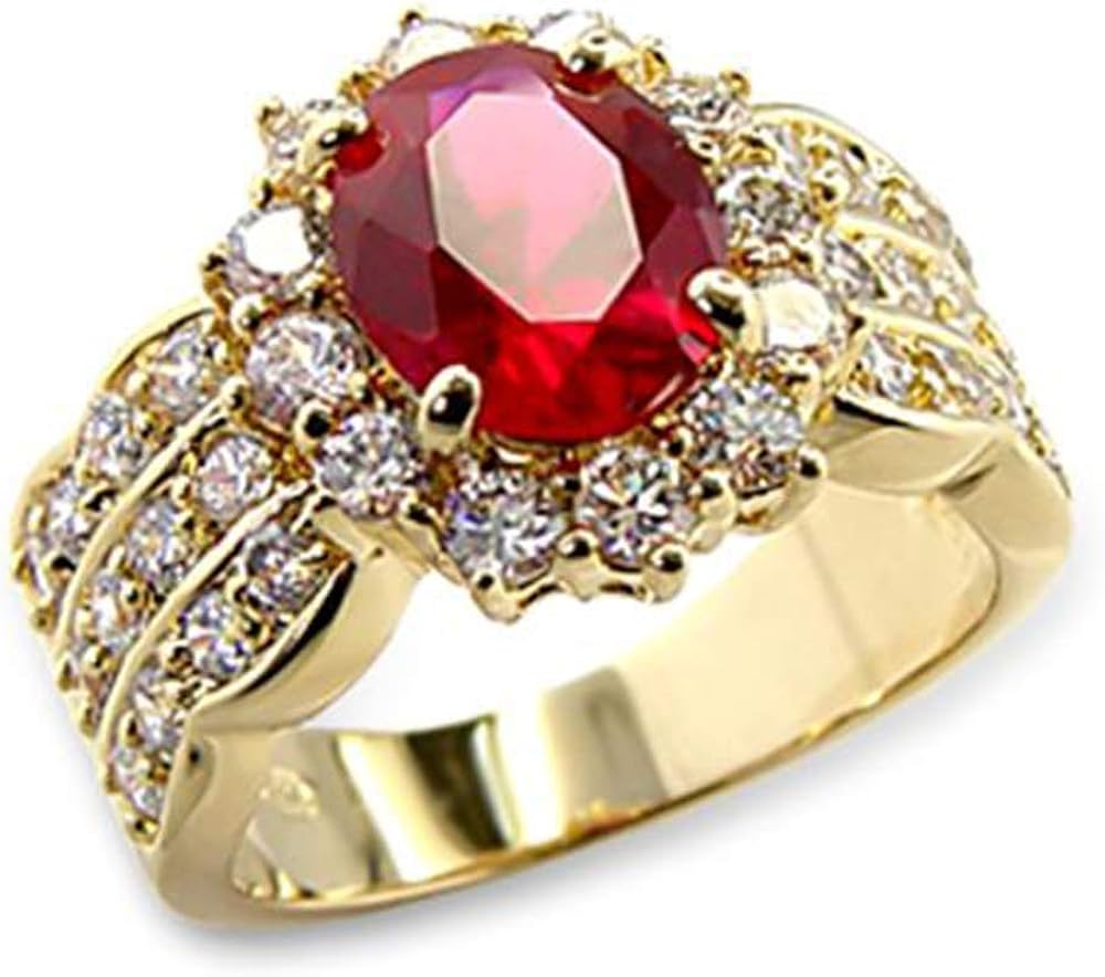 4.60ct LADIES BLOOD RED RUBY (10.8mm) RING. GENUINE SIMULATED DIAMONDS ...