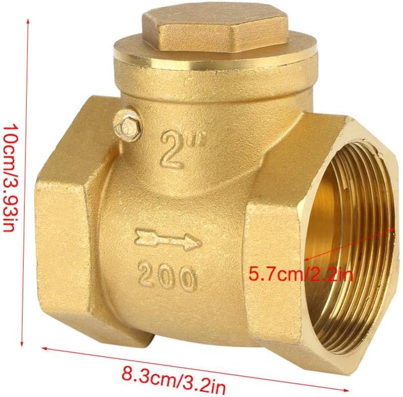 Check Valve, DN50 Female Thread Brass Non-Return Swing Check Valve 232PSI Prevent Water Backflow, Pressure 232PSI - Image 3
