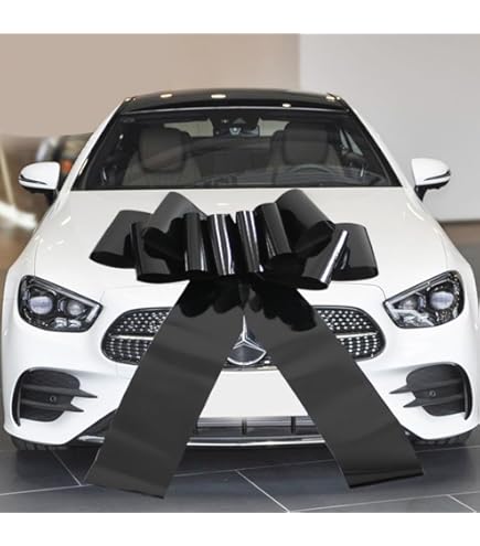Large 3D Celebration Bow – 18x34 Inches, Waterproof Vinyl, With Suction Cup & Door Hook For Cars, Gifts & Party Decor (Black)