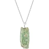 Raw Crystal Necklace, Green Kyanite Rough Stone Necklace, Dainty Stone Pendant, Healing Crystals Healing Stone Pendant for Beauty, Love and Positive Gemstone size: vary from 15-20 mm