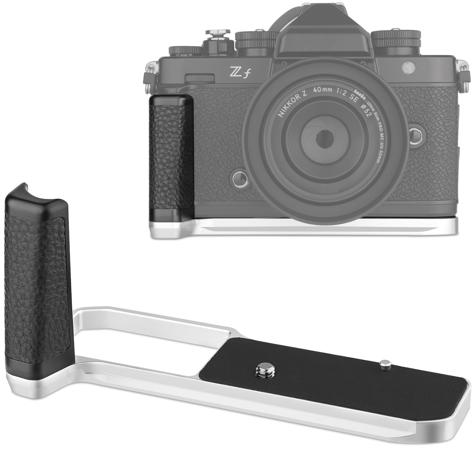 Haoge Camera Holder Hand Grip for Nikon Z f ZF L-Shape Grip fit Arca Swiss Kirk RRS Quick Release Plate Bracket Silver HG-ZFS