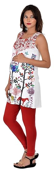 Digital Printed Super Soft Modal Maternity Tunic - Nerdy Owl
