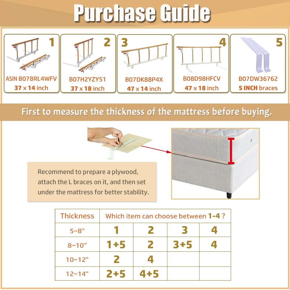 Bed Rails for Elderly Adults Portable Grab Bar Hand Rail Fold Down Assist Handle Bed Cane Medical Hospital Sides Rails Guard Home Care Handicap Safety Assistance Devices (47inch Long): Kitchen & Dining