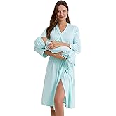 Galabloomer Maternity Robe and Baby Receiving Blanket, Matching Mommy Labor Delivery Robe and Swaddle Set