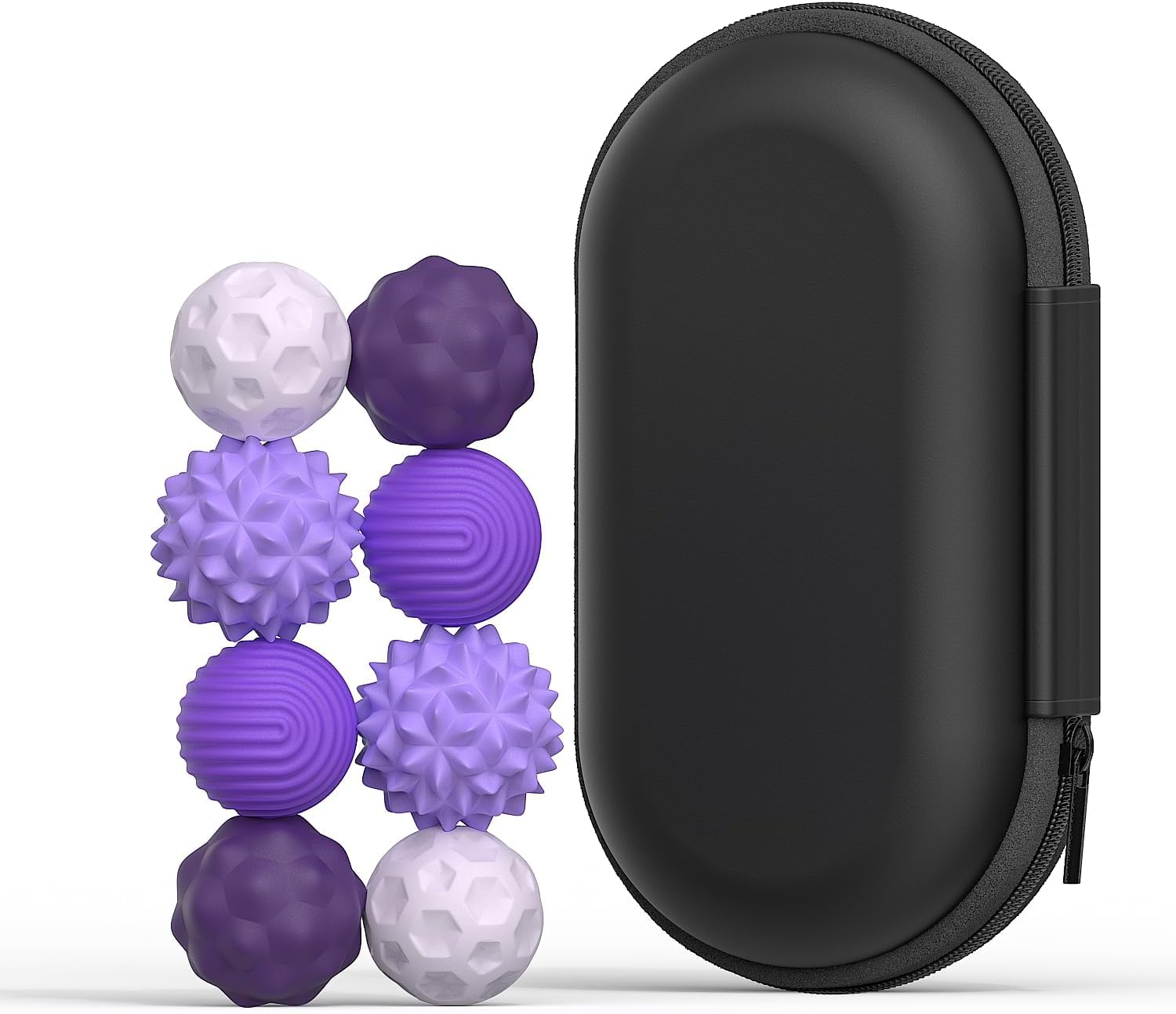 8PCS Balls Fidget Toys, Texture Tactile Sensory Balls, Balls with Silicone Shell, Stress Anxiety Relief Sensory Toys for Fingers Hands for Adults & Teens with Autism(Purple)