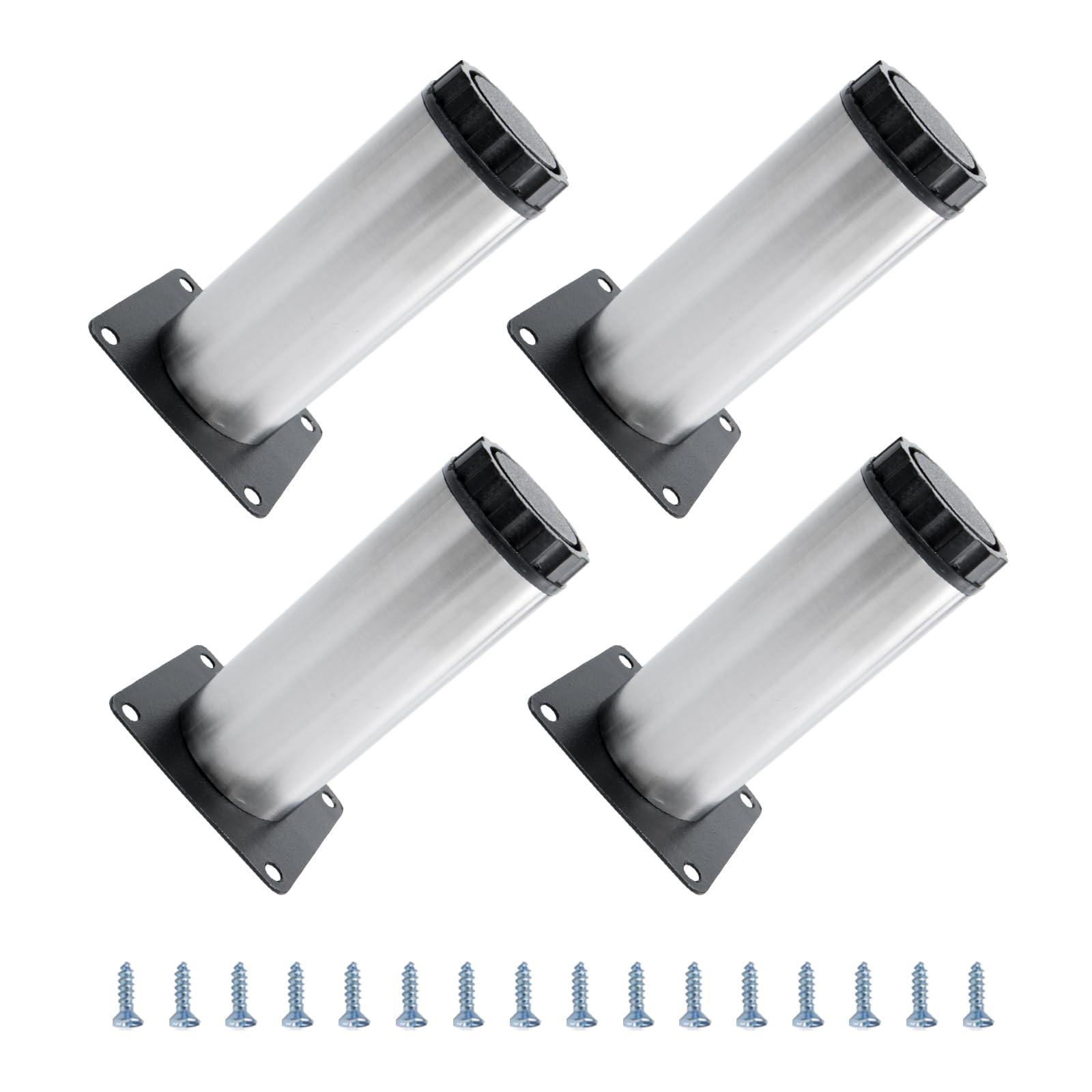 METALLIXITY Furniture Legs (4 Inch Height) 4Pcs, Stainless Steel Furniture Cabinet Metal Legs with Screws - for Home DIY Projects, Sofa Legs, Chair Legs, Table Legs