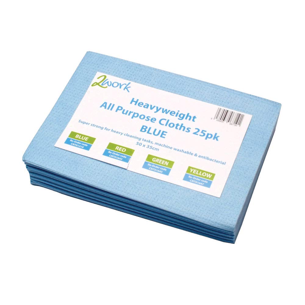 2Work Heavyweight All Purpose Cloth 500x350mm Blue (Pack of 25)