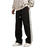 VIPWOLF Men's Floral Stacked Sweatpants Hip Hop Drawstring Straight Leg Athletic Pants Streetwear