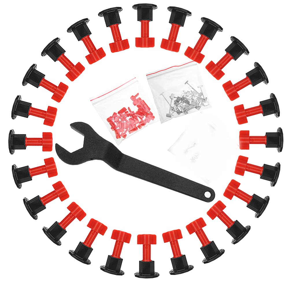 ANCLLO 24 Pack Replaceable T Lock Tile Leveling System Updated Reusable Tile Spacers with Bubble Level Head Anti-lippage Tile Installation Tools