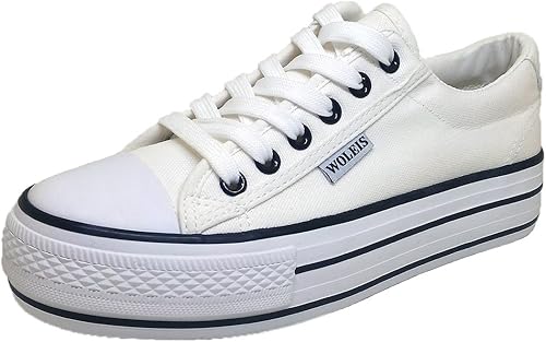 Amazon Willmatch レディース 厚底 キャンバス スニーカー 白 A363 25 0cm ホワイト スニーカー