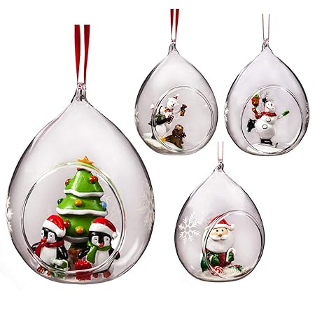 Elizabeth Claus Palle Di Natale Fatte A Mano Set Di 4 Pezzi Decorazioni Invernali Trasparenti Per Albero Di Natale Trasparente Design 3