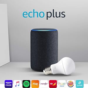 Echo Plus (2.ª generación), tela de color antracita + Philips Hue White Bombilla LED E27