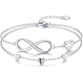Personalized Bracelet Infinity Heart Birthstone Name Bracelet 925 Sterling Silver Adjustable Mother's Day Gift Anniversary Birthday Jewelry for Grandma Girlfriend Custom Jewelry With Name