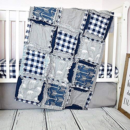 blue buffalo plaid crib bedding