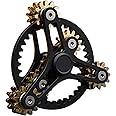 Pure Brass Fidget Spinner Gears Linkage Fidget Gyro Toy Metal DIY Hand Spinner Spins Long Time EDC Focus Meditation Break Bad Habits ADHD with Multiple Premium Bearings (12 Bearings Black)