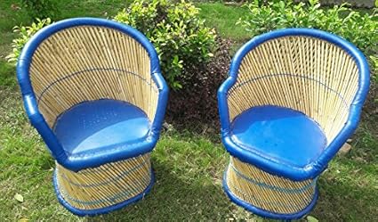 PatioStack Bamboo Handmade Outdoor Rattan & Wicker Sitting Chair Furniture Set of 2 for Garden/Terrace/Lawn/Balcony/Restaurant and Cafe [ 2 Chair, Size :18*18*34 ]