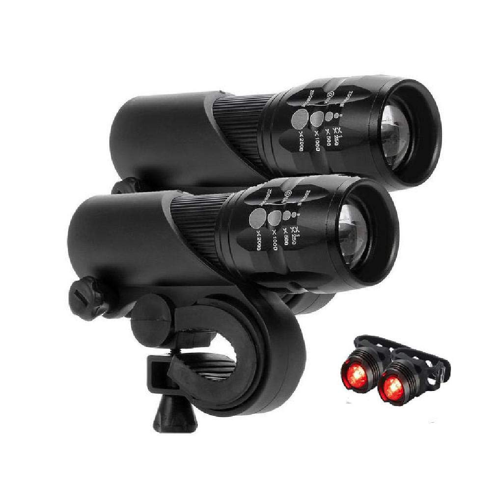 Baceyong MTB Bicycle Bike Riding Headlight Tail Light Gemstone Lamp Set 2X Flashlight, Waterproof MTB Bicycle Bike Riding Headlight Jewel Tail Light Glare Flashlight