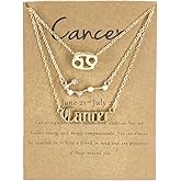3Pcs Zodiac Gold Plated CZ Necklaces for Women Girls Old English Necklace 12 Constellation Necklace Zodiac Sign Gifts for Women