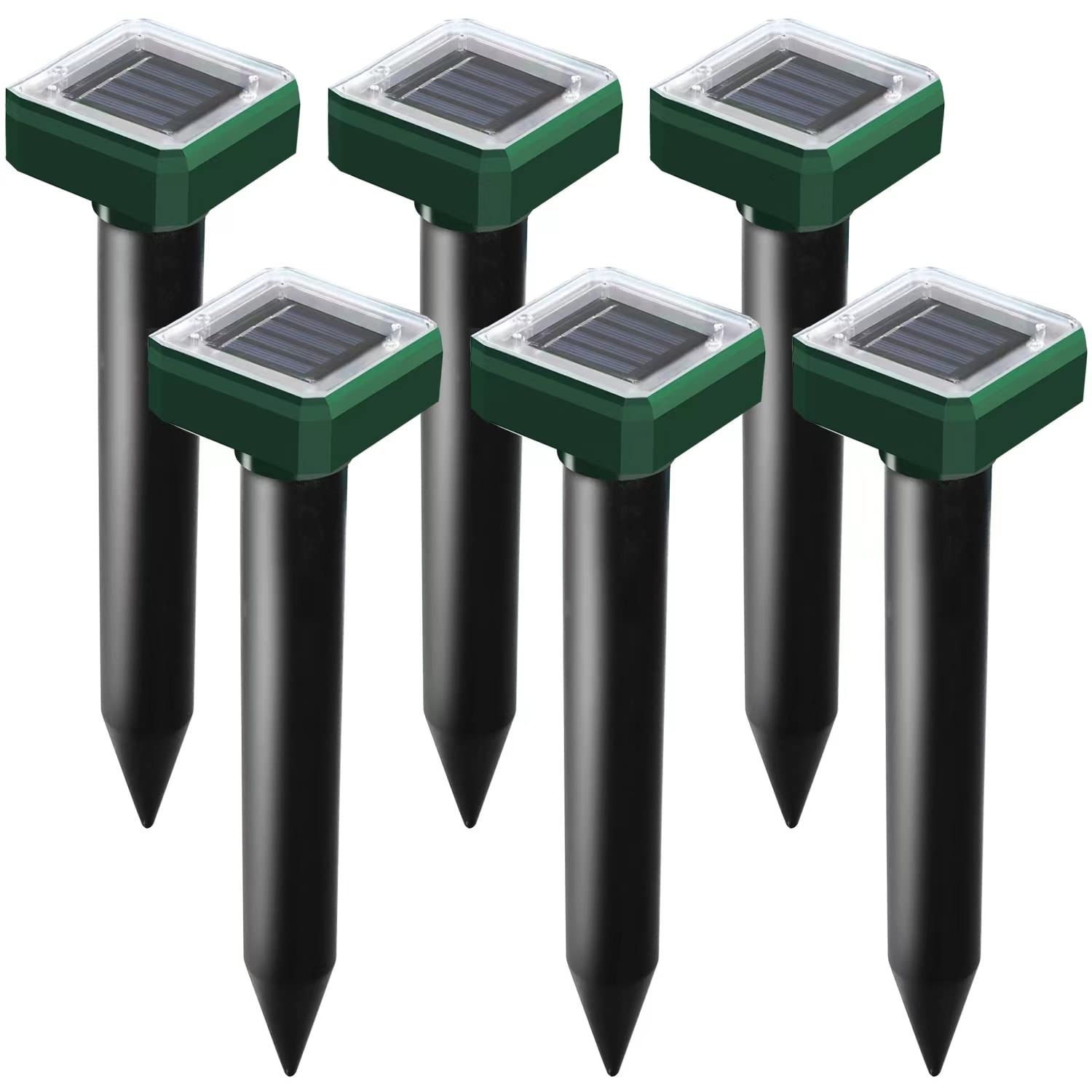 Photo 1 of Solar Powered 6 Pack Solar Mole Repellent Ultrasonic for Vole, Snakes, Gopher, Waterproof Sonic Mole Deterrent Spikes,Snake Gopher Vole Repellent for Garden and Yard