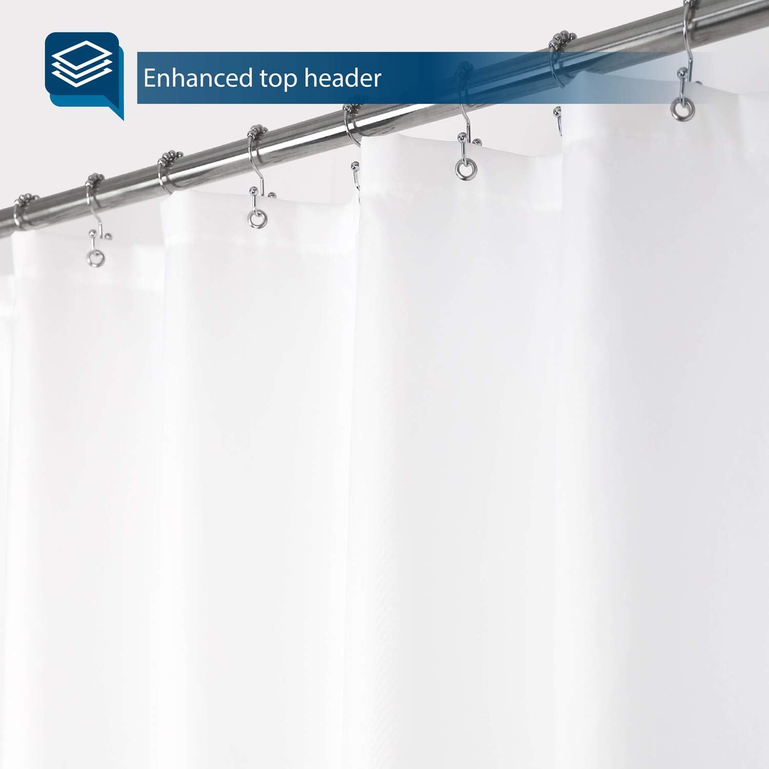 Barossa Design Waterproof Fabric Shower Curtain or Liner Hotel Quality, Machine Washable, White Shower Curtain Liner for Bath Tub, 72x72 Inches: Home & Kitchen