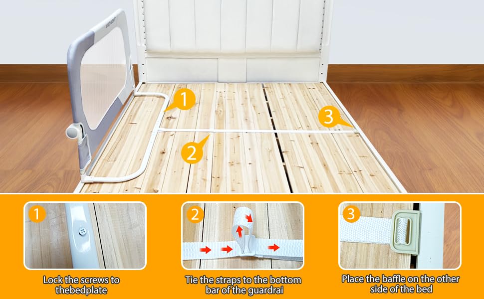 strenkitech Toddler Bed Rails for Crib | Foldable Bed Rail for Toddlers | Portable Baby Bed Rails Guard Bumper for Baby Kids | Safe Bed Side Rail for Twin, Queen, King, Full Size Beds (48inches)