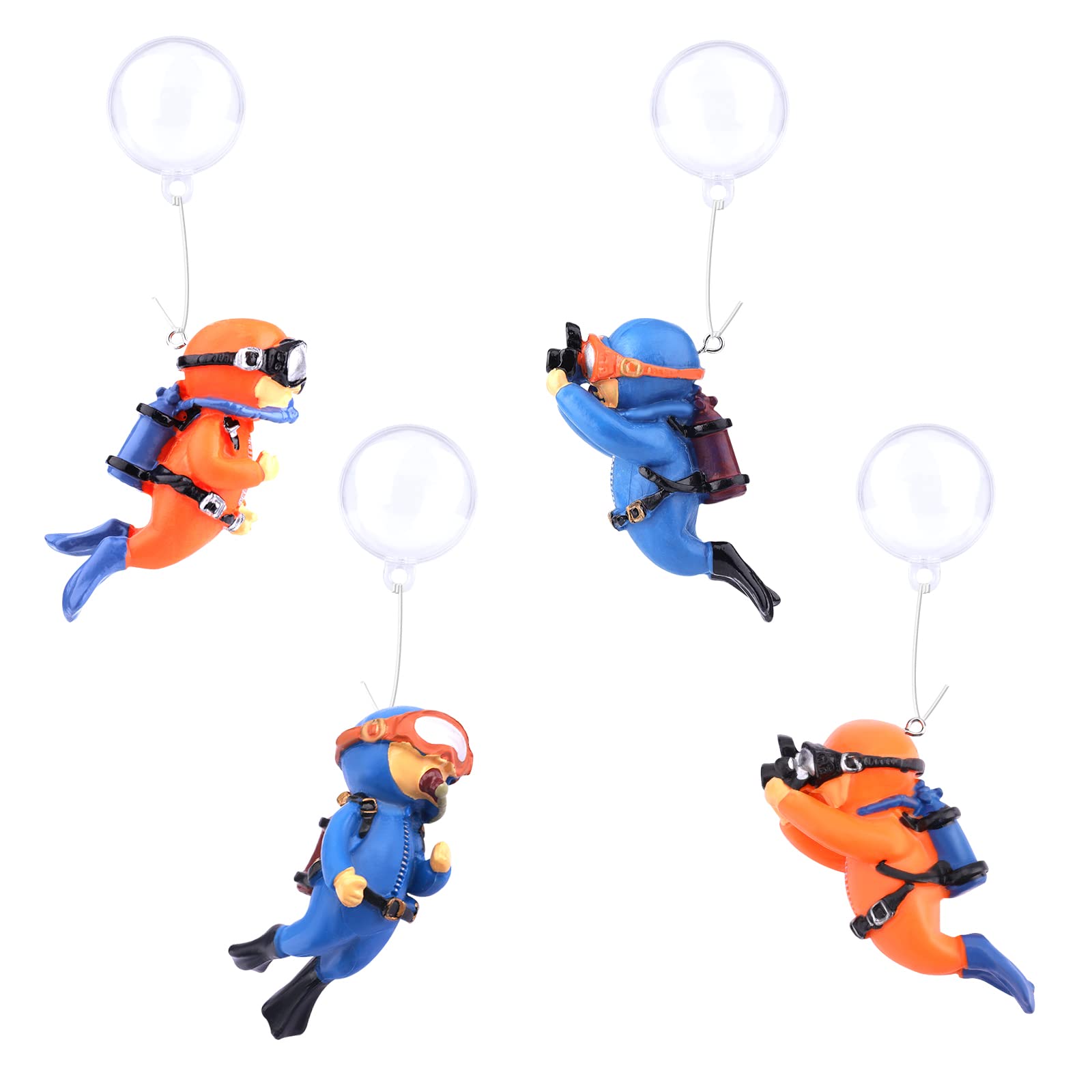 KINBOM 4 Pack Fish Tank Diver Decorations, Aquarium Diver Ornament Cute Little Diver Floating Fish Tank Decorations for All Kinds of Aquarium Fish Tanks