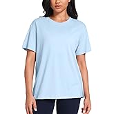 HeyNuts Women's Pima Cotton Short Sleeve Shirts Workout Basic Tee Casual Crew Neck T-Shirts Loose Tops