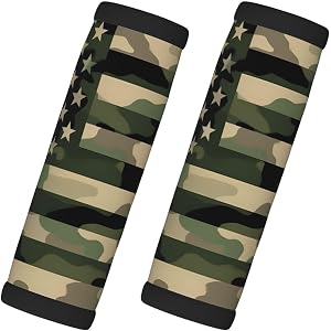 Pioyoku Jungle Green Camo USA Flag for Luggage Handle Wraps 2 Pack,Suitcase Handle Covers, Travel Bag Handle Grip Cushion for