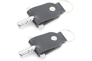 CashBeat 2-Pack Drum Tuning Key, T-Shaped Design with Leather Keychain, Universal Drum Adjusting Accessory for All Drum Kits - Sturdy, Convenient, and Essential for Musicians - Black