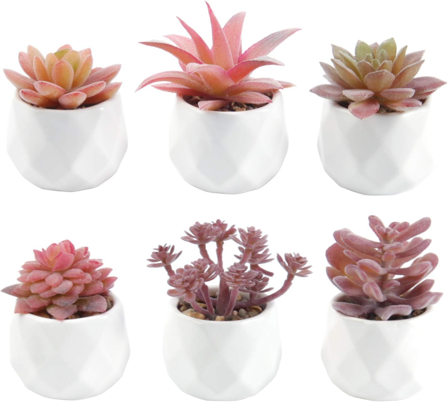 Artificial Succulents, EHWINE Small Fake Plants in Ceramic Pots Mini