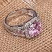 YAZILIND Women Hollow Silver Plated Pink Rhinestone Wedding Band Crystal Ring