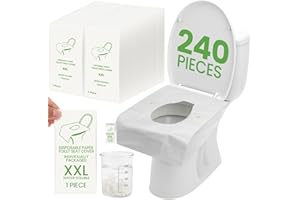 LemonRoad 240 Pack Individually Wrapped Toilet Seat Covers Disposable Flushable for Travel Full Coverage Paper Liners for Public Bathroom & Camping & Airports(16.5 × 22.1 Inch)