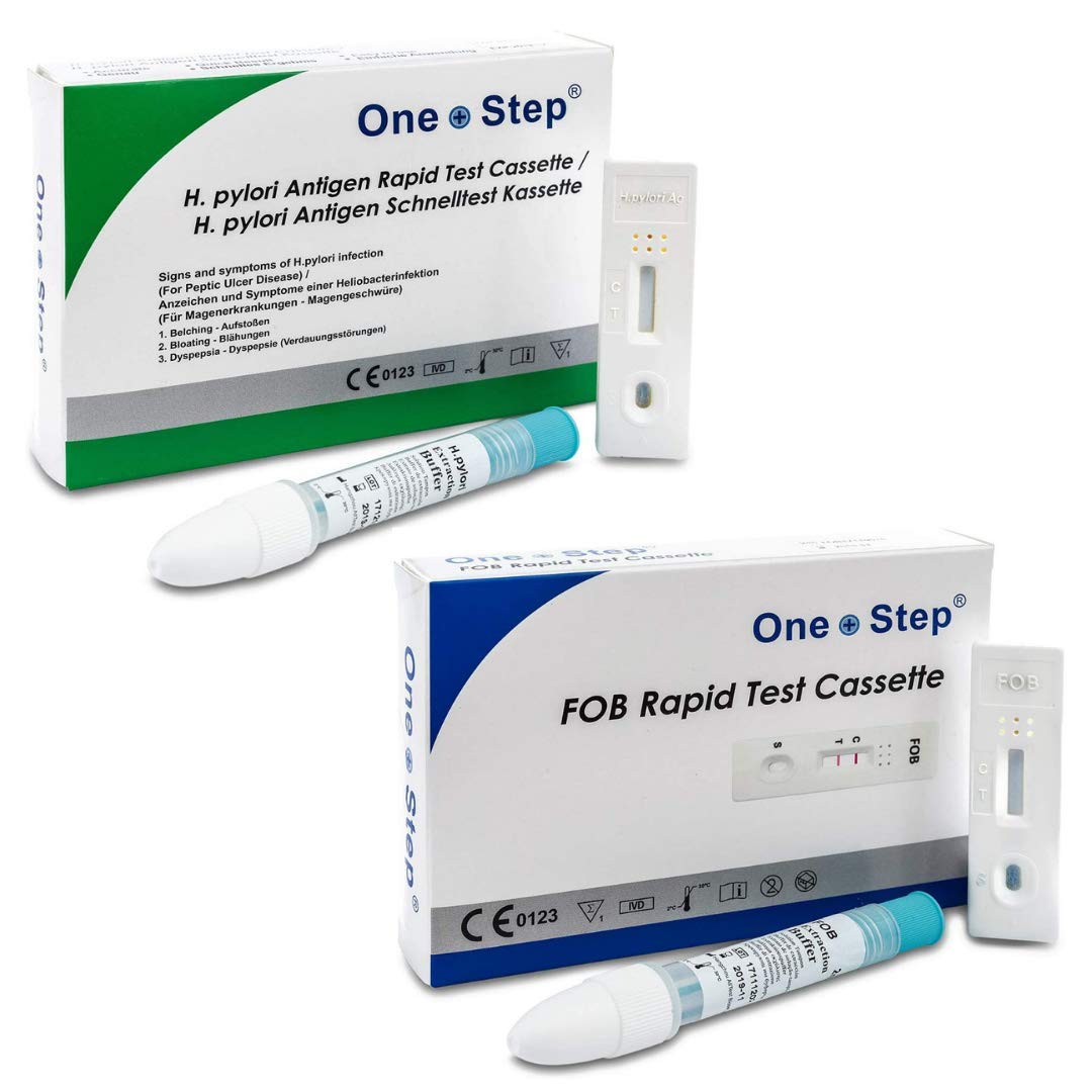 Stomach Ulcer and Bowel Health Home Tests Kits (Helicobacter H Pylori and Faecal Occult Blood, FOB)