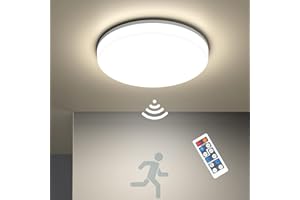 Annaror Motion Sensor LED Ceiling Light with Remote, 4000K Waterproof Motion Flush Mount Light Fixture, 1800LM Wired Motion Activated Ceiling Light for Closet Laundry Hallway Porch Basement