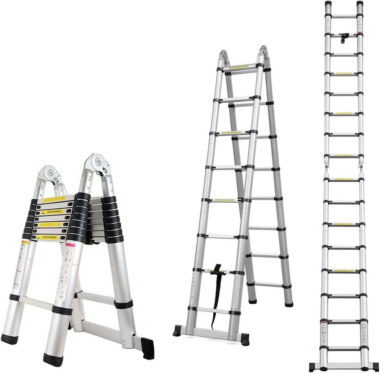 5m (2,5+2,5) Aluminium Mehrzweckleiter Teleskopleiter Ausziehbar Leiter Klappleiter Anti-Rutsch Stufen Multifunktionsleiter Trittleiter 150KG Belastbarkeit