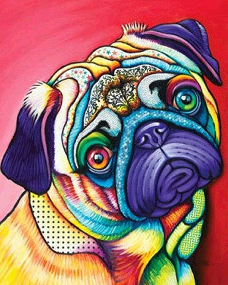 WOWDECOR Paint by Numbers Kits for Adults Kids, Diy Oil Painting - Colorful Dog Cute Animal 16x20 inch (Dog E)