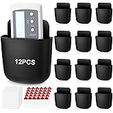 ZhouBoat 12 Pcs Black Remote Control Holder Wall Mount, Self-Adhesive Wall Phone Holder, Storage Box Organizer