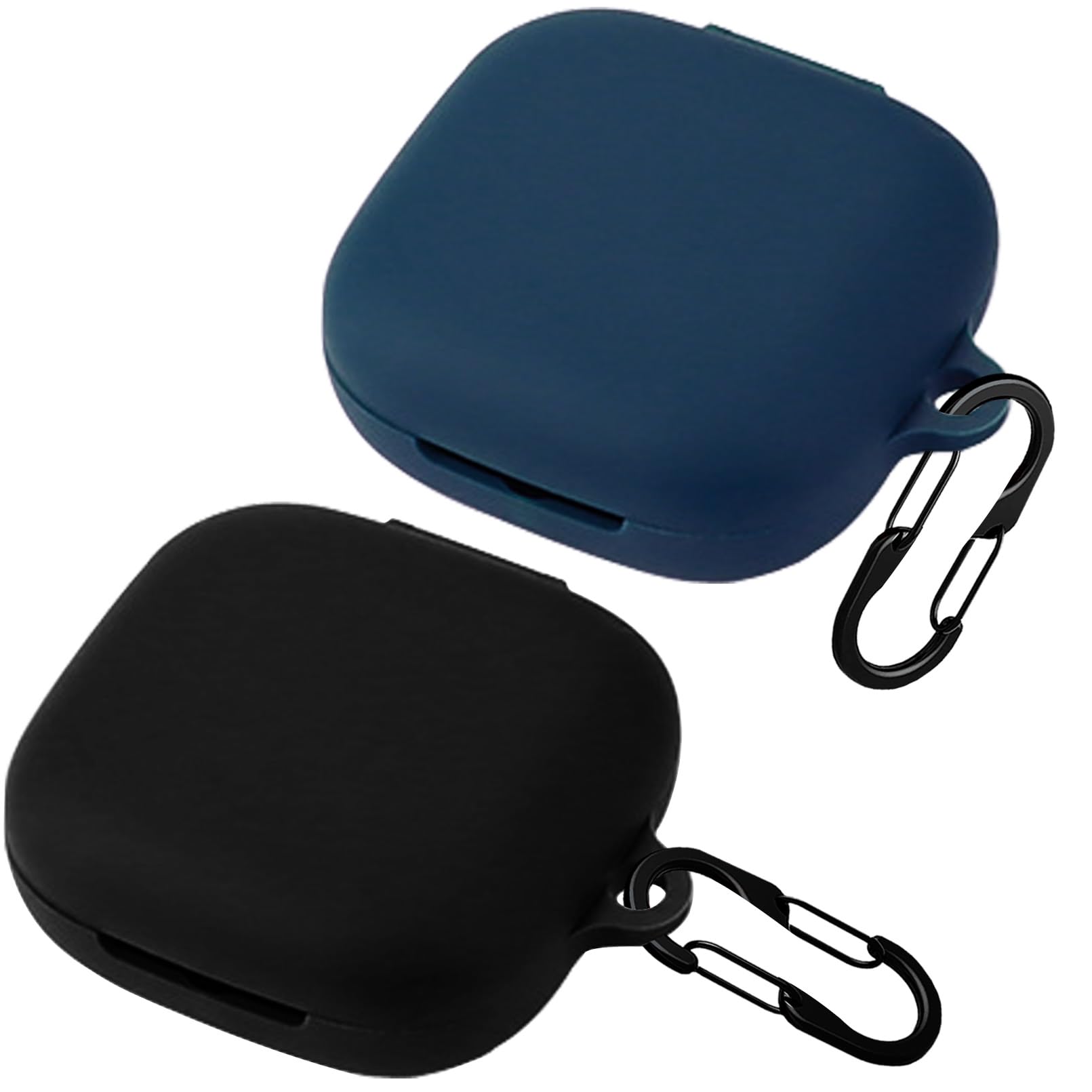Photo 1 of [2 Pack] easyBee Case Compatible with SHOKZ OpenFit Air Open-Ear Bluetooth Headphone Charging Cover with 2 Keychain, Soft Liquid Silicone Ultra Thin Shockproof Protective Kit - Black and Blue