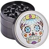 Herb Grinder, Gray Color Small Spice Grinder with Pollen Catcher 4 Piece 2in