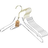 Besser 15 Pack Acrylic Hangers with Gold,Acrylic Clear Hanger,Premium Crystal Dress Hangers Swivel Gold Hook Luxurious Shiny Clothes Hangers(Clear-Style A)