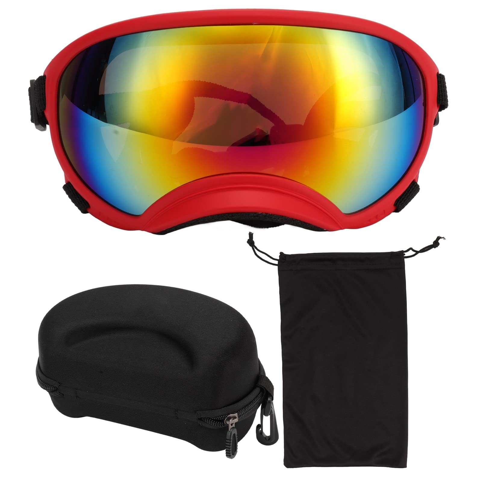 Dog Goggles - UV Dog Sunglasses - Eye Glasses for Large Breed - Windproof & Dustproof (Red Frame Red Lens)