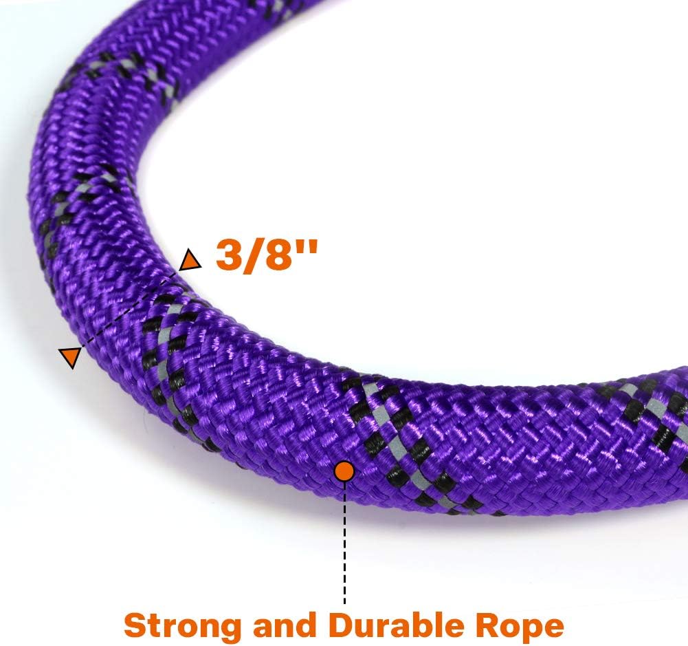 Taglory Rope Dog Lead with Soft Padded Handle, 1.2 m Reflective Lead and Multi-Colour for Small Dogs 1.0 cm, Purple - Image 4