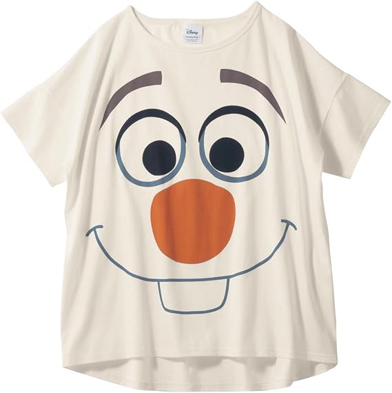 Amazon ベルメゾン ディズニー 半袖ビッグシルエットフェイスｔシャツ レディース アナと雪の女王 オラフ Tシャツ カットソー 通販