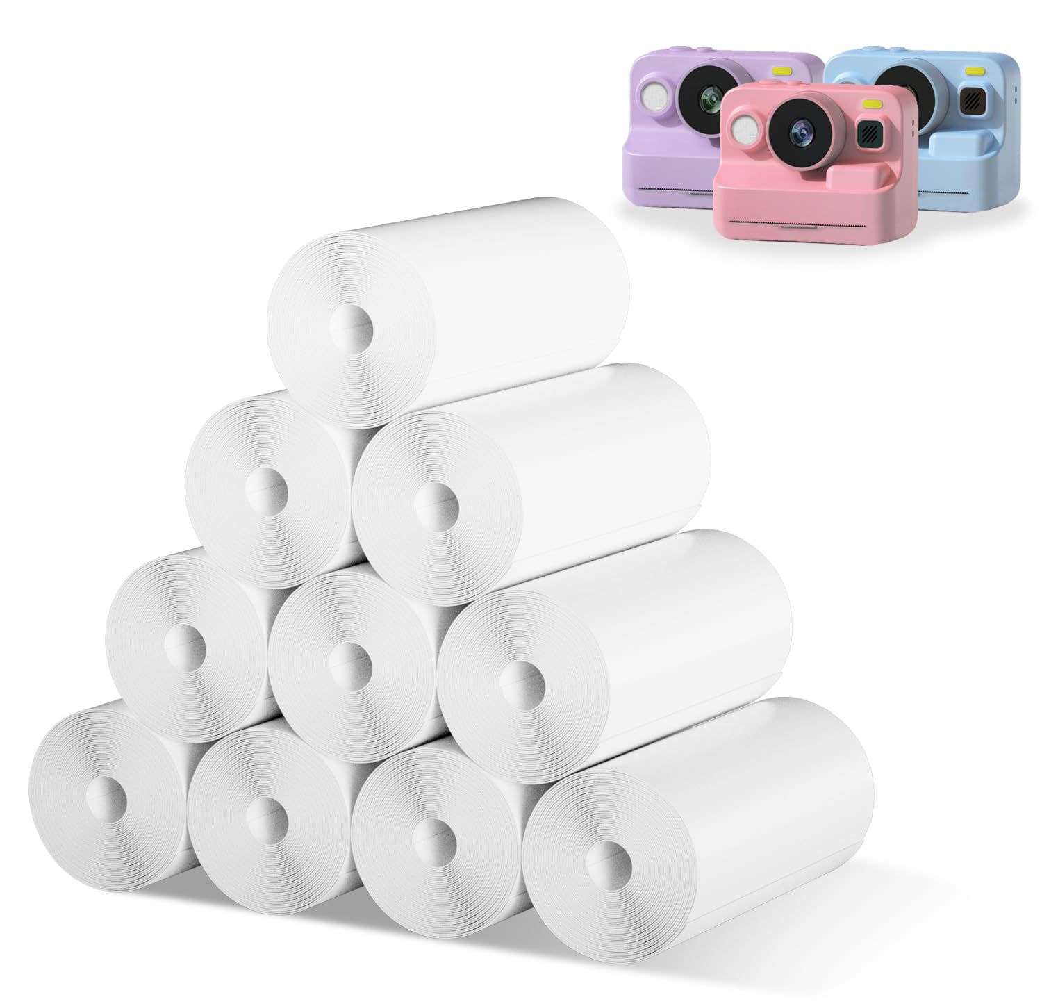 Photo 1 of 10 Rolls Kids Camera Paper Roll Refill, BPA and BPS Free Thermal Paper Refill for Most Kids Instant Print Camera (57x25mm)
