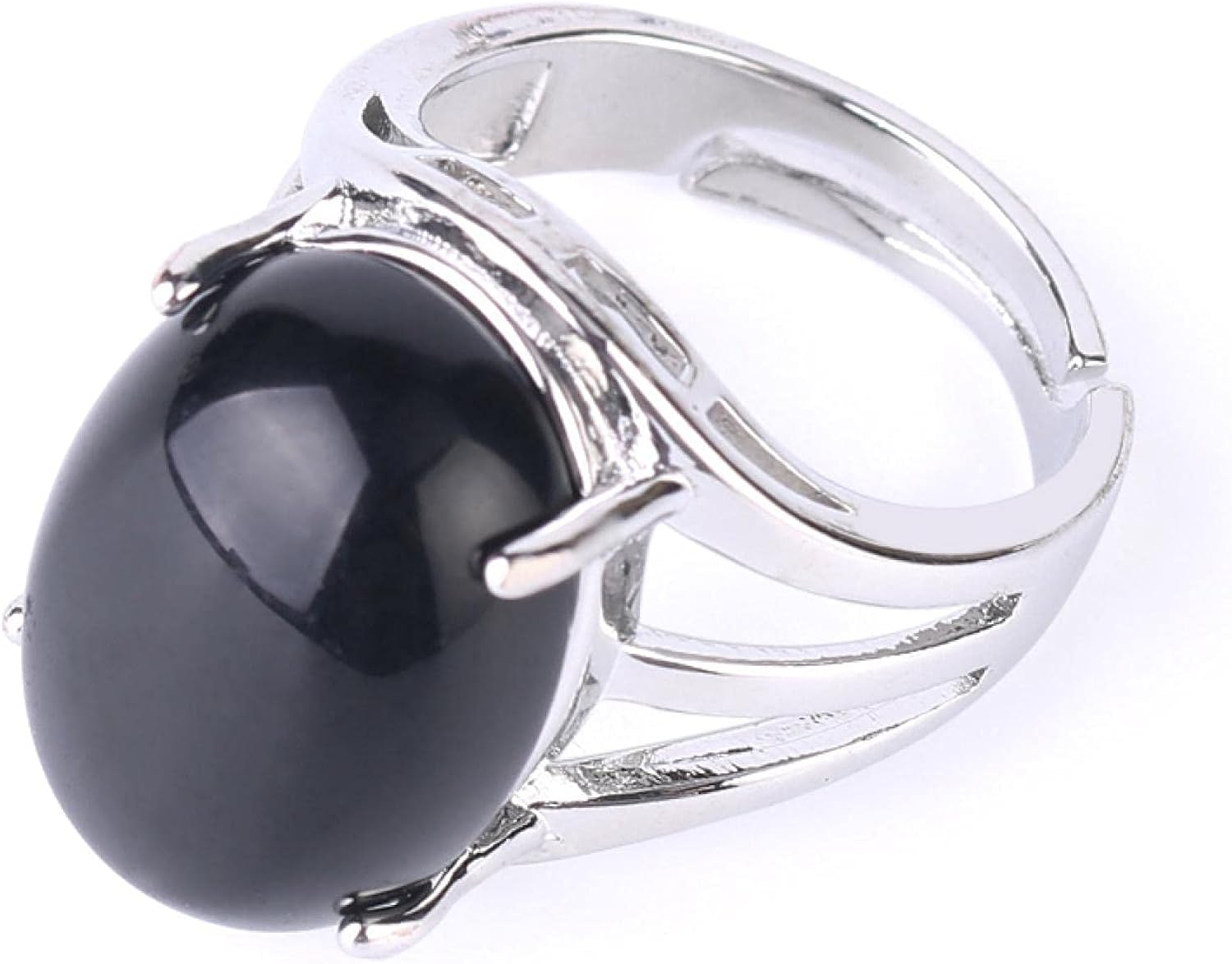 Egg Shape Natural Stone Rings for Women Adjustable Opening