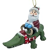 Santa Riding Alligator Tropical Christmas Tree Gator Ornament